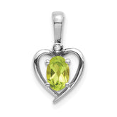 14K White Gold Peridot Diamond Pendant